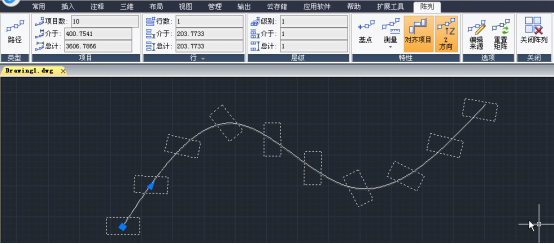 CAD陣列類型：路徑陣列